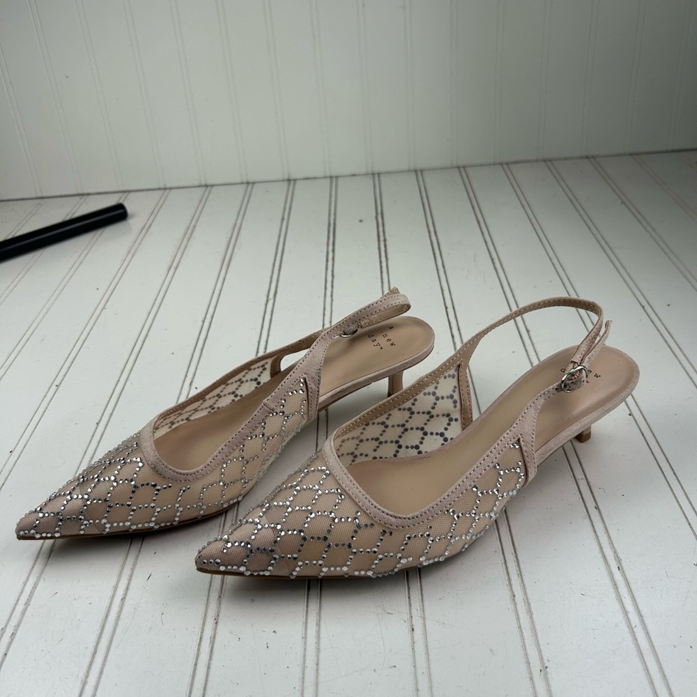 A New Day Gigi Embellished Slingback Kitten Heel in Beige Women’s Size 7.5 - Picture 8 of 8